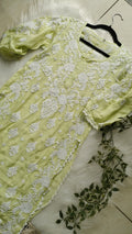 Handmade Azhel Co-ord Set with intricate back and sleeve embroidery, crafted by LVW Fashions in Lucknow Chikankari style.