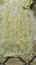 Handmade Azhel co-ord set by LVW Fashions with intricate back and sleeve embroidery, featuring traditional Lucknow Chikankari craftsmanship.