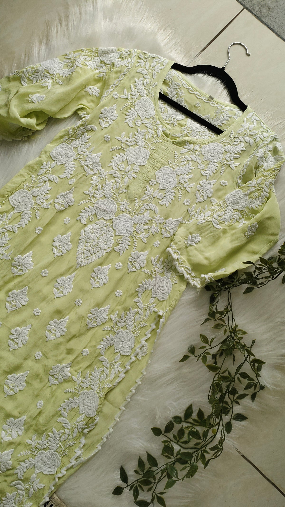Handmade Azhel Co-ord Set with back and sleeves embroidery from LVW Fashions, featuring traditional Lucknow Chikankari design.