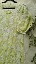 Handmade Azhel Co-ord Set by LVW Fashions featuring detailed back and sleeve embroidery in traditional Lucknow Chikankari style.