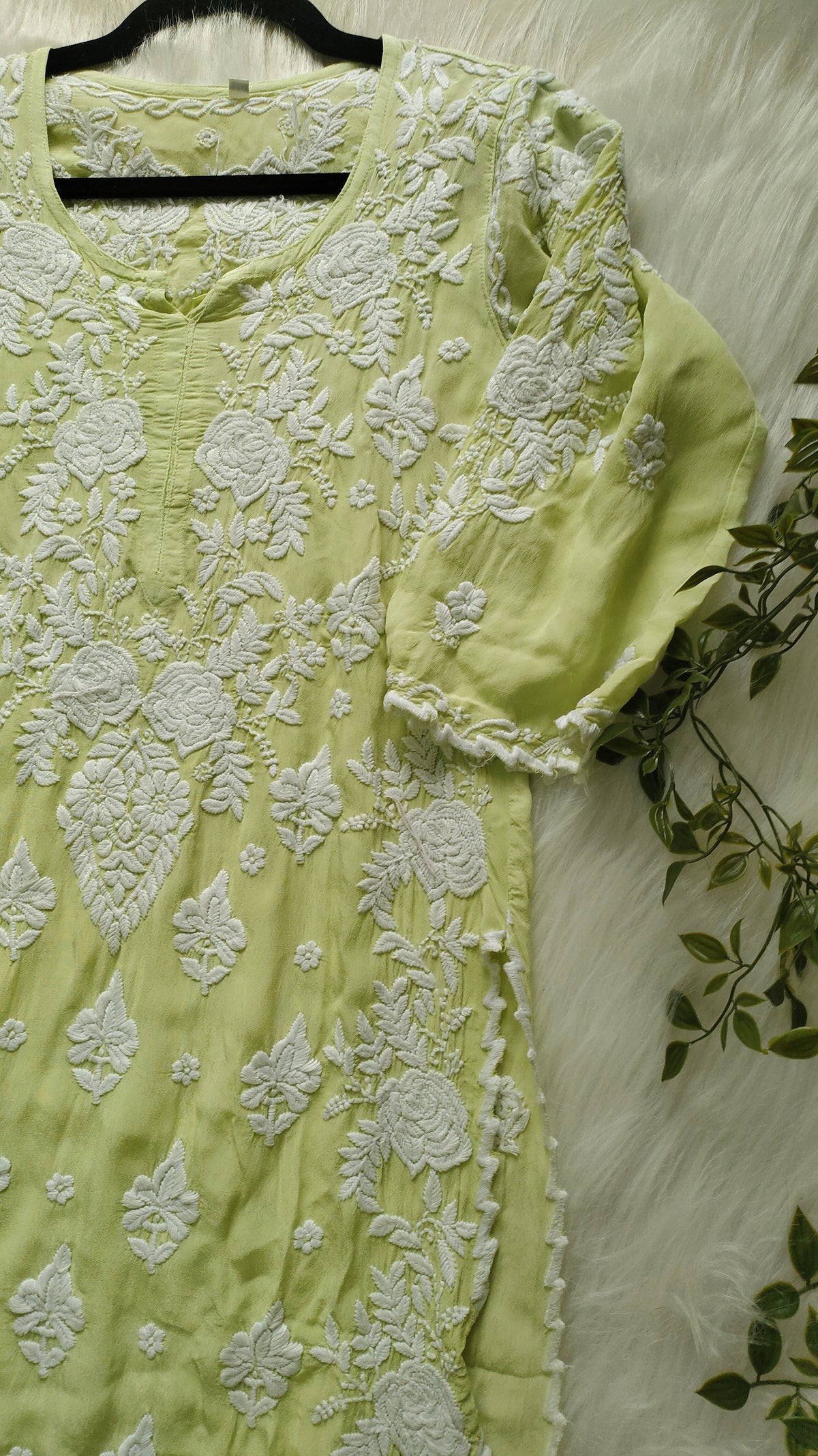 Handmade Azhel Co-ord Set by LVW Fashions featuring detailed back and sleeve embroidery in traditional Lucknow Chikankari style.