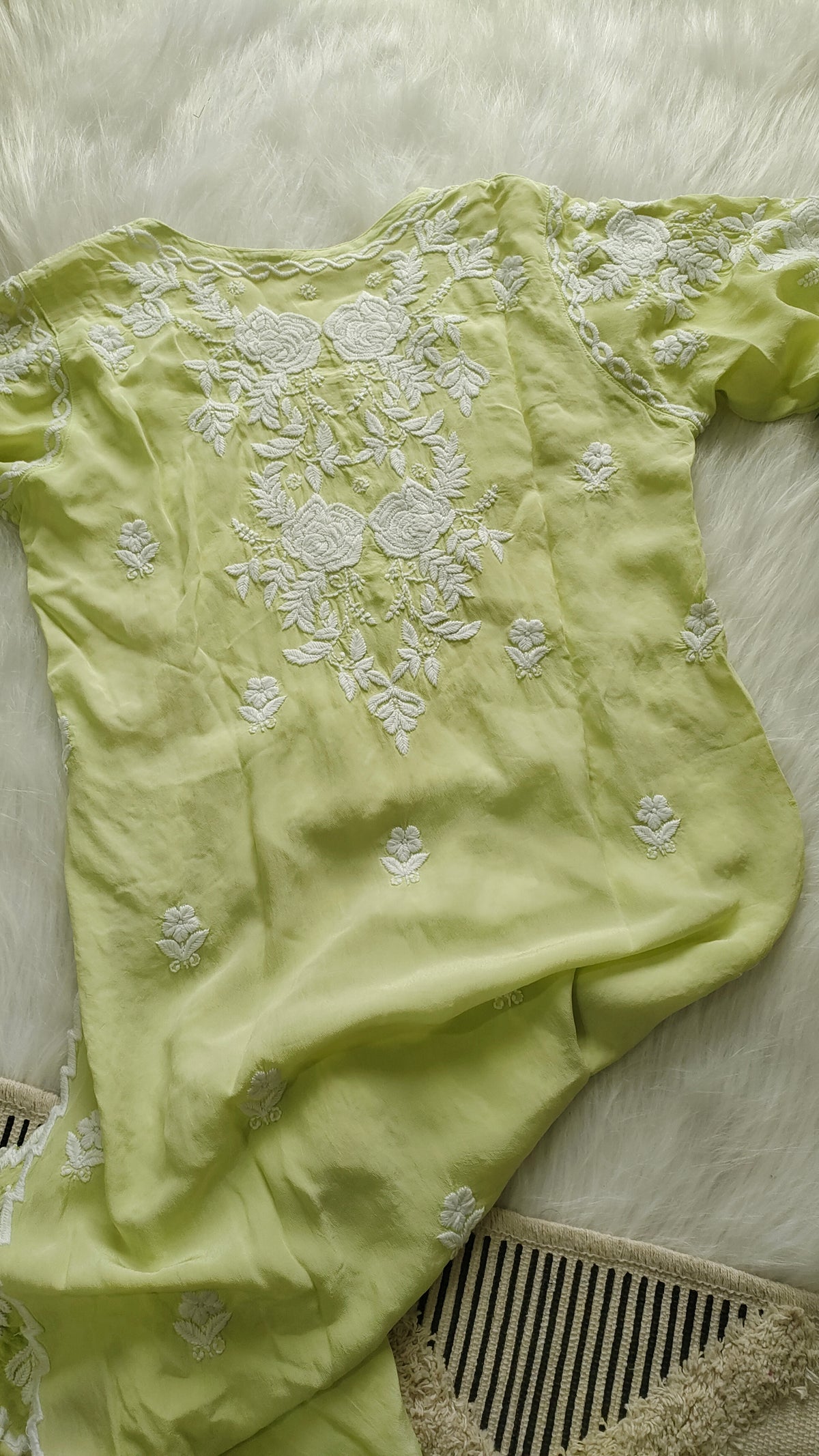 Handmade Azhel Co-ord Set by LVW Fashions featuring intricate back and sleeve embroidery in traditional Lucknow Chikankari style.
