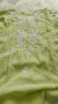 LVW Fashions Azhel Co-ord Set with intricate back and sleeve embroidery, handmade Lucknow Chikankari kurta, stylish and elegant.