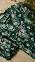 Handmade Azhel Co-ord Set by LVW Fashions featuring intricate back and sleeve embroidery, traditional Lucknow Chikankari kurta.