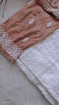 Beautiful handmade Lucknow Chikankari kurta co-ord set by LVW Fashions, featuring intricate embroidery and premium fabric.
