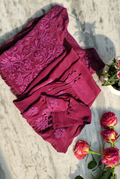 Handmade Candy Silk Afgani Chikankari set with dupatta, featuring intricate Lucknow Chikankari embroidery and traditional craftsmanship.