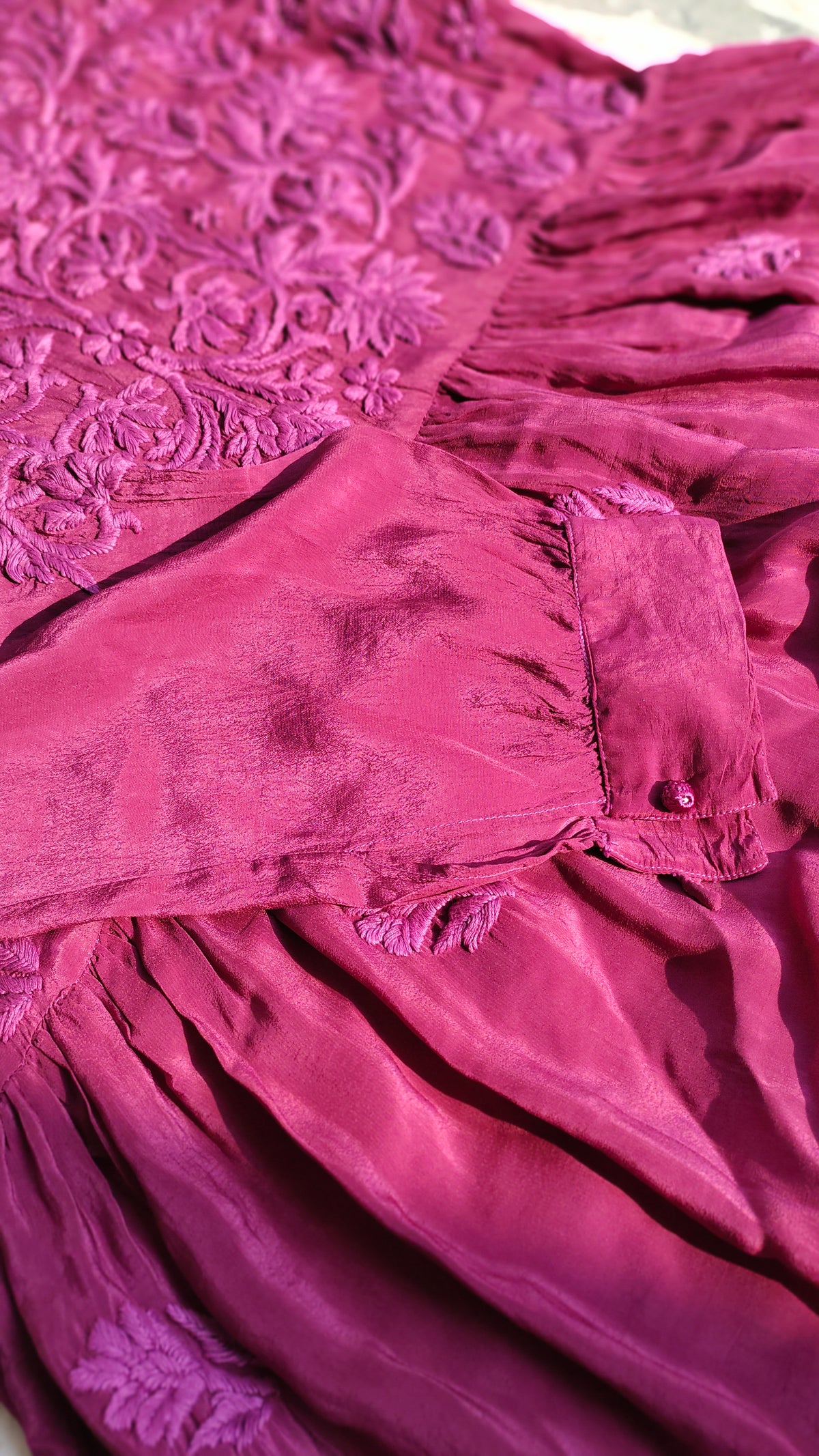 Candy Silk Premium Afgani Chikankari set with dupatta by LVW Fashions, featuring intricate handmade Lucknow Chikankari kurta.