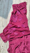 Handmade Candy Silk Afgani Chikankari Set with Dupatta by LVW Fashions, featuring intricate Lucknow Chikankari embroidery.