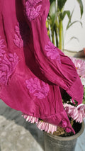 Handmade Candy Silk Afgani Chikankari set with dupatta from LVW Fashions, featuring intricate Lucknow Chikankari embroidery.