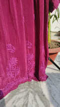 Handmade Candy Silk Afgani Chikankari Kurta set with dupatta, featuring intricate Lucknow Chikankari embroidery by LVW Fashions.