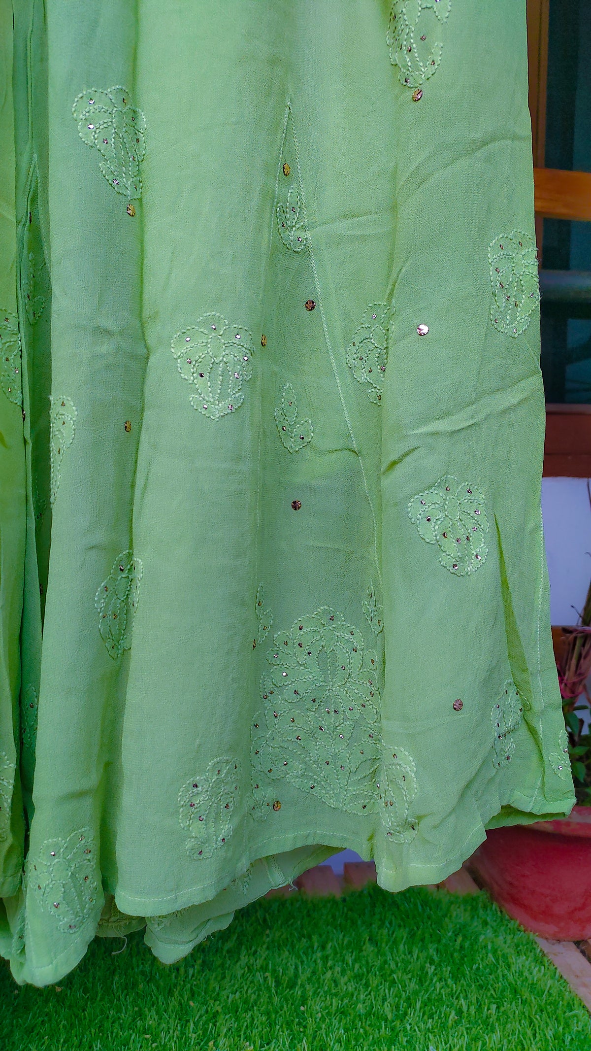 Luxury LVW Fashions Cassata Co-ord Set in premium georgette with intricate handmade Lucknow Chikankari embroidery.