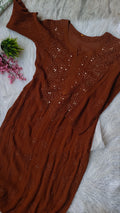 Beautiful handmade Lucknow Chikankari kurta and silk plazzo co-ord set by LVW Fashions in premium georgette fabric.