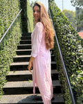 Hoor Pinkish premium georgette co-ord set with intricate handmade Lucknow chikankari, featuring a luxurious look and elegant design.