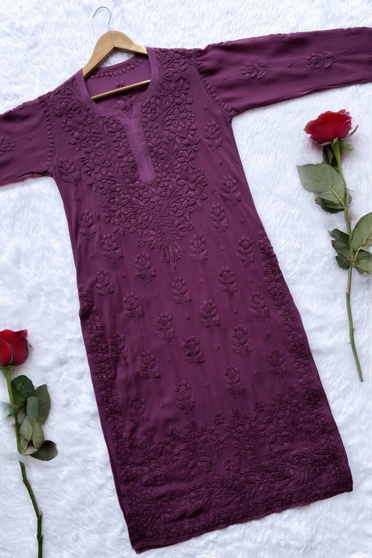 Meer  Premium Georgette Chikankari Luxurious Look Kurta Set Set