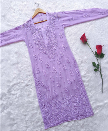 LVW Fashions Meer Premium Georgette Chikankari Kurta Set with intricate handmade Lucknow Chikankari and luxurious look.