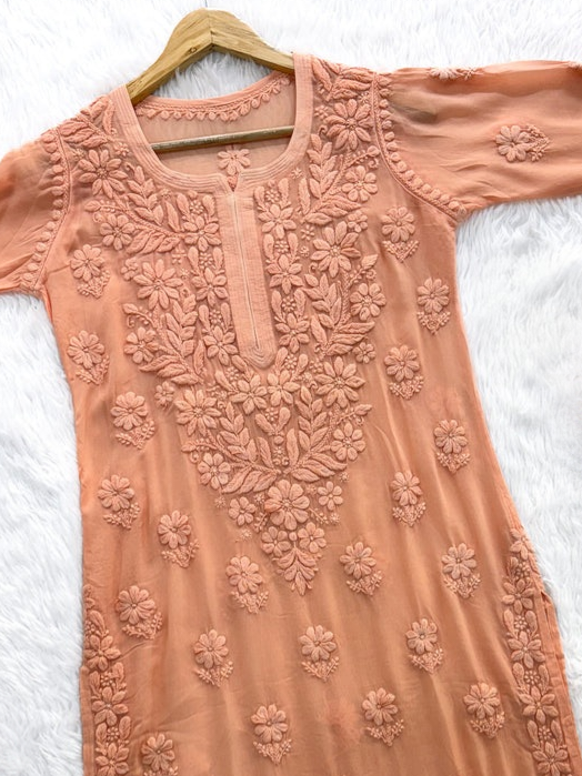 Meer  Premium Georgette Chikankari Luxurious Look Kurta Set Set