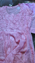 Handmade Pankhi Afgani tunic set by LVW Fashions featuring premium shining silk and intricate Lucknow Chikankari embroidery.