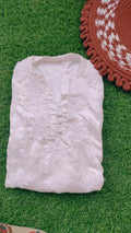 LVW Fashions handmade Chikankari Kurta co-ord set with premium satin tunic top in dyeable, pure handcrafted fabric, traditional Lucknow style.