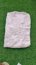 LVW Fashions handcrafted Chikankari Kurta and Safed Co-ord Set with premium satin tunic top in dyeable fabric, pure handcrafted.