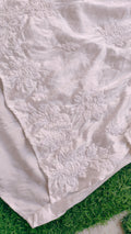 LVW Fashions handcrafted Chikankari co-ord set with premium satin tunic top, dyeable fabric, pure handcrafted Lucknow Chikankari.