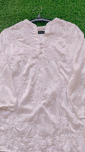 LVW Fashions handcrafted Chikankari kurta co-ord set with premium satin tunic top, dyeable fabric, pure handmade Lucknow style.