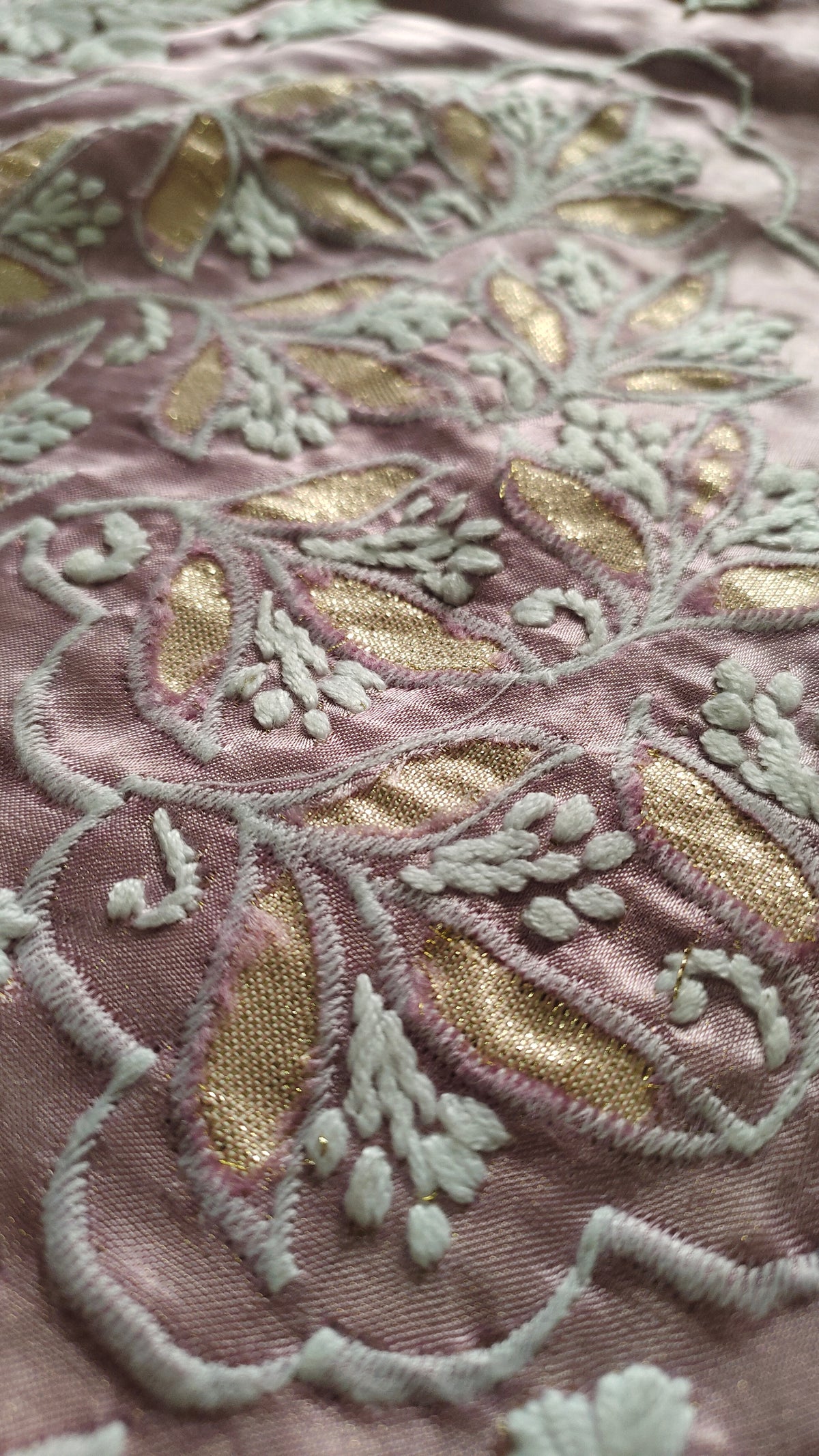 LVW Fashions handcrafted Adaya Deep Lavender Silk Co-ord Set with Chikankari and golden embroidery, featuring a designer kurta.