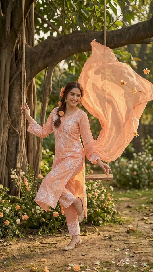 Azhel co-ord Set Pure Handcrafted Luxurious Collection Premium Silk Co-ord Set Front Back Embroidery Special (Limited Edition)