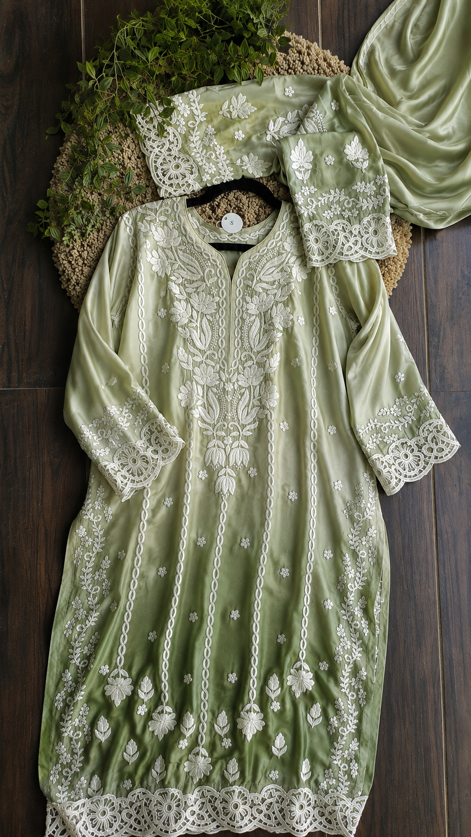 Luxurious collection premium silk co-ord set by LVW Fashions with handmade Lucknow Chikankari kurta, limited edition, XXS size.