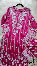 Handmade Lucknow Chikankari silk co-ord set from LVW Fashions in Inara Luxurious Collection, featuring intricate embroidery and elegant design.