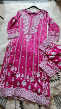 Luxurious Inara silk co-ord set by LVW Fashions with handcrafted Lucknow Chikankari kurta and matching pants, limited edition.