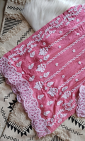 LVW Fashions Inara Rose Pink Silk Co-ord Set with Lucknow Chikankari, luxurious handmade kurta and matching pants, limited edition.