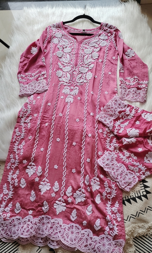 Inara Rose Pink Luxurious Collection Premium Silk Co-ord Set (Limited Edition)
