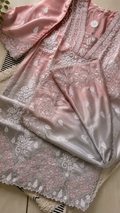LVW Fashions Rose & Ash Silk handcrafted designer co-ord set with Lucknow Chikankari and golden embroidery, featuring a matching kurta.