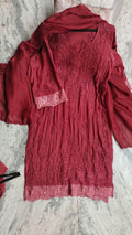 Luxury silk co-ord set by LVW Fashions featuring intricate Tyrian Adaya Rose wedding Chikankari kurta and pants, limited edition.