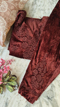 Handcrafted Kashmiri Makhmal Chikankari kurta with intricate embroidery, soft warm fabric, from LVW Fashions, perfect for winter.