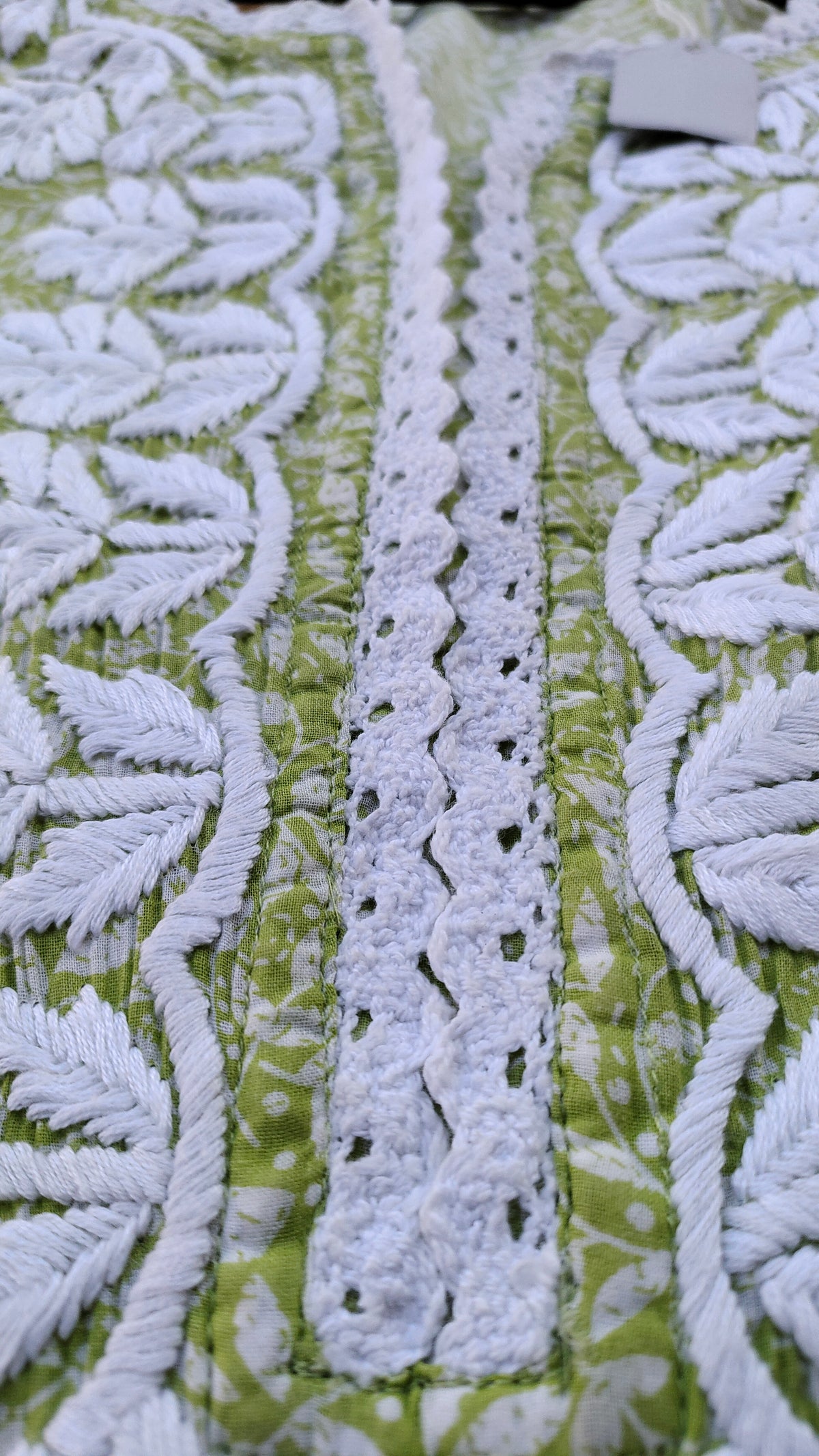 Green LWV Fashions handmade Chikankari kurta with wrist cut design, premium mul soft cotton, traditional Lucknow embroidery.