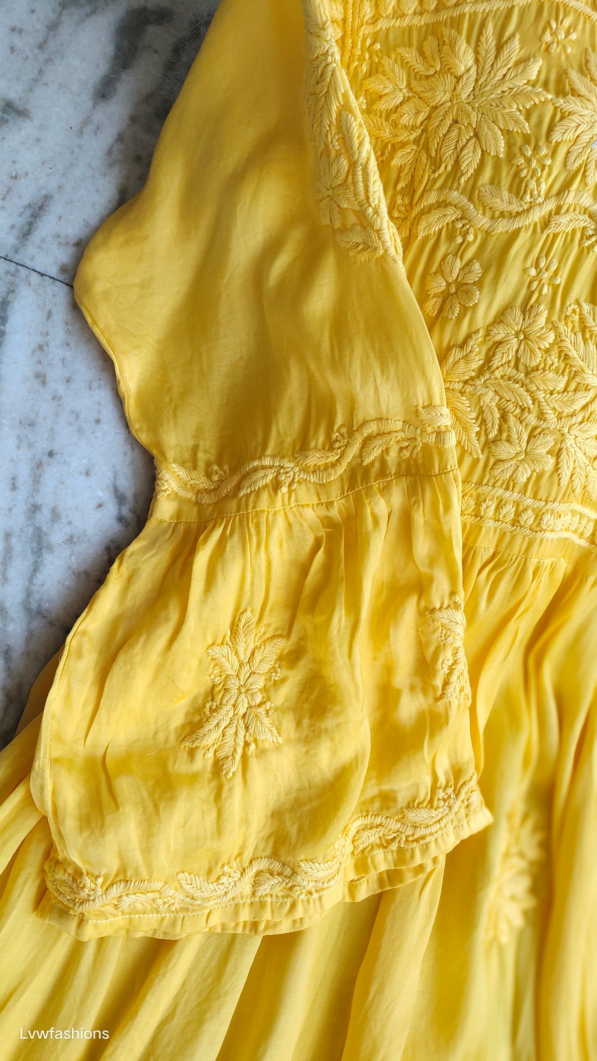 Iriana Premium Silk Chikankari Tunic and Dhoti Set by LVW Fashions, featuring intricate handmade Lucknow Chikankari embroidery.