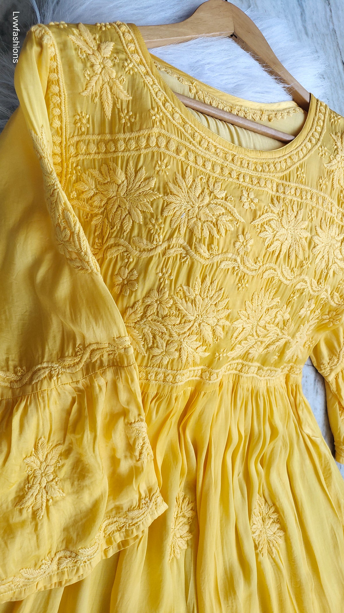 Iriana Premium Silk Chikankari Tunic and Dhoti Set by LVW Fashions, handmade Lucknow Chikankari in elegant style