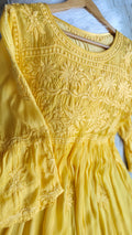 Iriana premium silk Chikankari tunic and dhoti set by LVW Fashions, featuring intricate handmade Lucknow Chikankari embroidery.