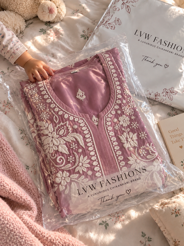 Mauve Ombre  Azhel Co-ord Set With back And Sleeves Embroidery Special (One Creation)