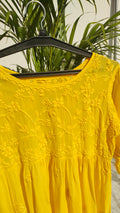 Green Gazal premium georgette tunic by LVW Fashions with intricate hand-embroidery on both sides, handmade Lucknow Chikankari.