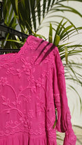 Green Gazal Premium Georgette Tunic with intricate Chikankari embroidery on both sides, handmade by LVW Fashions in Lucknow.
