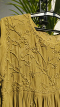 Green Gazal Premium Georgette Tunic with intricate both-side embroidery, handmade Lucknow Chikankari kurta by LVW Fashions.
