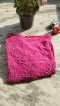 Handmade green Gazal Premium Georgette Tunic with intricate both-side embroidery, Lucknow Chikankari by LVW Fashions.