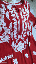Non-transparent super soft modal Chikankari co-ord set by LVW Fashions, featuring a handmade Lucknow Chikankari kurta and matching bottoms.