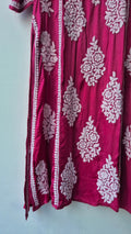 Isabelline premium silk handmade Chikankari A-line dress from LVW Fashions featuring Lucknow Chikankari embroidery, shown in XXS size.