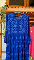 Zeba Premium Georgette Chikankari Gown by LVW Fashions featuring intricate handmade Lucknow Chikankari embroidery.