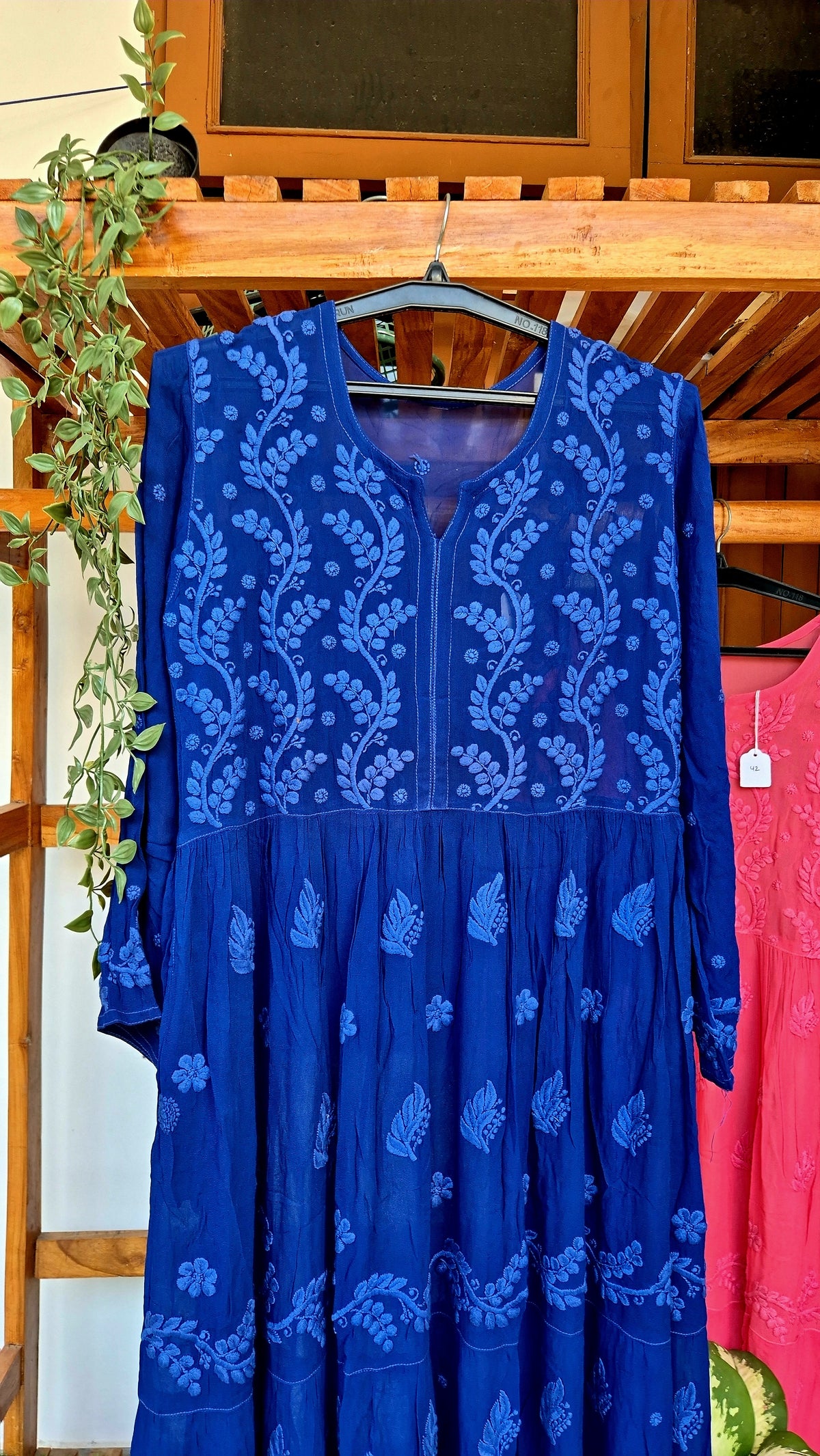 Zeba Premium Georgette Chikankari Gown by LVW Fashions featuring intricate handmade Lucknow Chikankari embroidery.