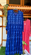 Zeba Premium Georgette Chikankari Gown by LVW Fashions featuring intricate Lucknow-style handmade chikankari embroidery.