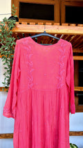 Zeba Premium georgette Chikankari gown by LVW Fashions featuring intricate handmade Lucknow Chikankari embroidery.